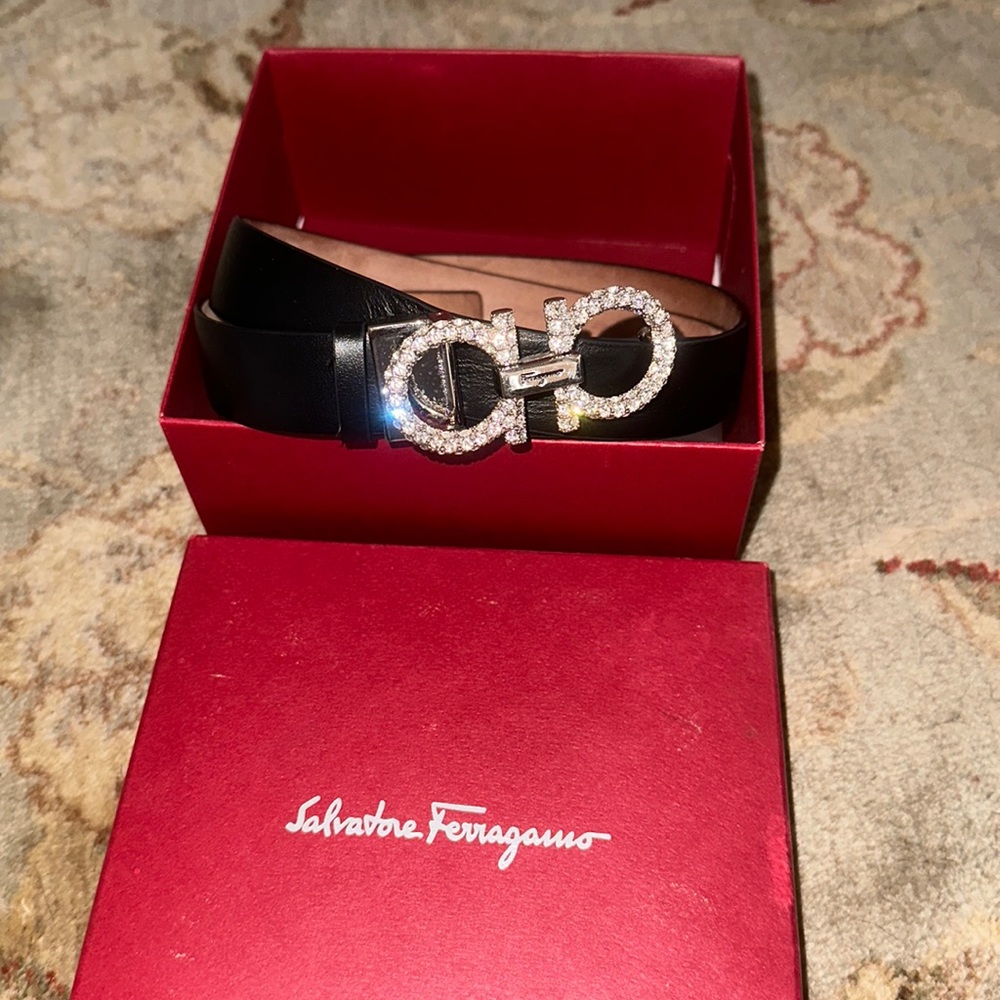 Rhinestone embellished Ferragamo belt